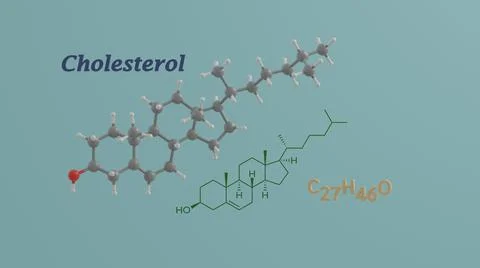 Cholesterol science molecule 3D render illustration Stock Illustration