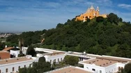 Cholula Mexico Cathedral On Top Of Pyramid Puebla Aerial Footage Stock Footage