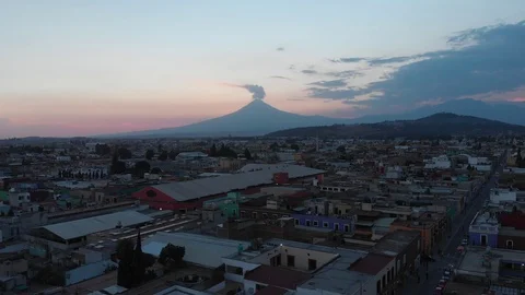 Cholula Mexico Cathedral on top of Pyramid Ruins Puebla Aerial Footage Volcano Stock Footage 91507828