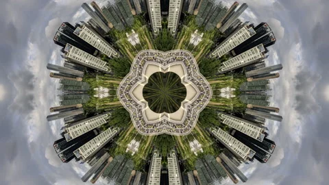 Chongqing city skyline tiny planet Stock Footage 312461667