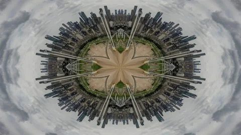 Chongqing city skyline tiny planet Video stock 312606358