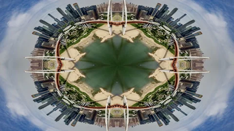 Chongqing city skyline tiny planet Video stock 312688250