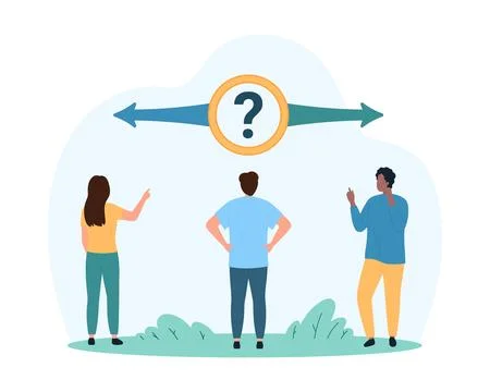 Choose a answer to question from two alternative options, making decision by Stock Illustration