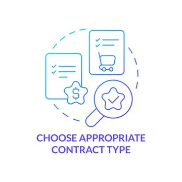 Choose appropriate contract type blue gradient concept icon Stock Illustration