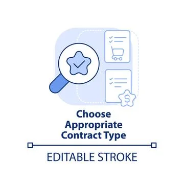 Choose appropriate contract type light blue concept icon Stock Illustration
