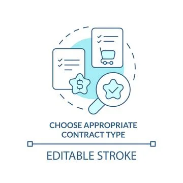 Choose appropriate contract type turquoise concept icon Stock Illustration