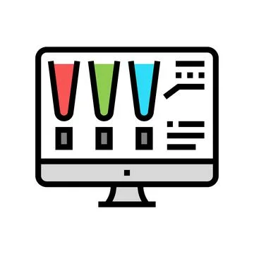 Choose color lighting on computer screen color icon vector illustration Stock Illustration