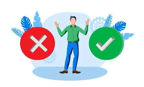 Choose the option, right or wrong vector illustration concept Stock Illustration