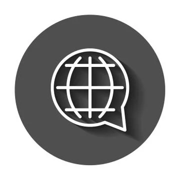 Choose or change language icon. Vector illustration with long shadow.. Busine Illustrazione stock