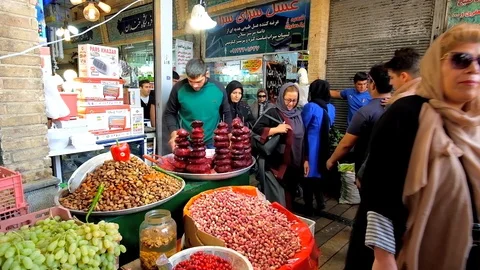 Choose pistachios in Tajrish Bazaar, Tehran, Iran Stock Footage 95558621