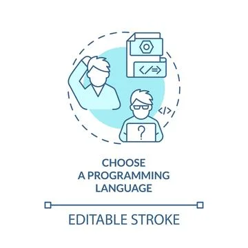 Choose a programming language turquoise concept icon Stock Illustration