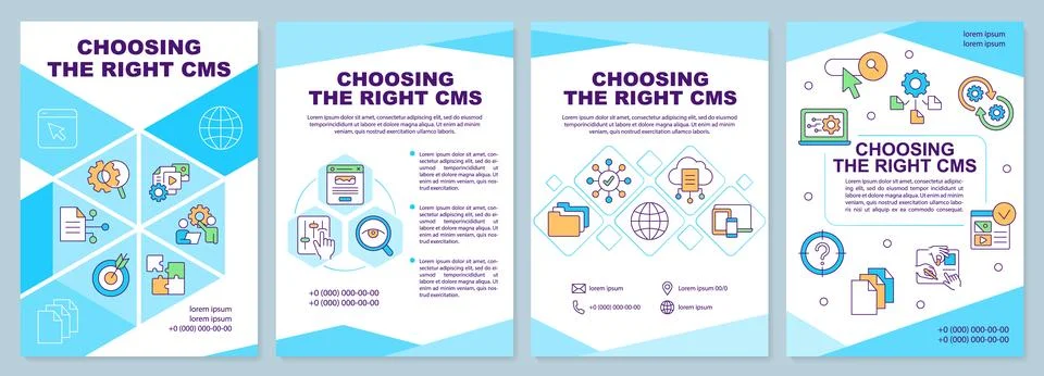 Choose right content management system cyan brochure template Illustrazione stock