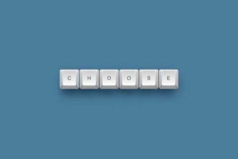 Choose text on a 3d keyboard button with shadow concept series Stock Illustration