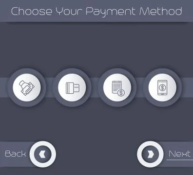 Choose Your Payment Method, web page template in gray, vector illustration Stock Illustration