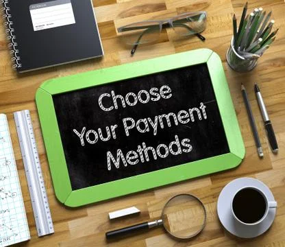 Choose Your Payment Methods - Text on Small Chalkboard. 3d Stock Illustration