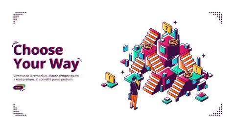 Choose your way, career development banner Illustrazione stock