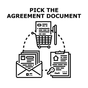 Choosing agreement document for shopping and property transactions 스톡 일러스트
