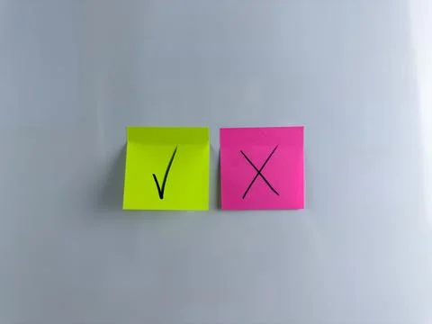 Choosing answer and marking it with tick or cross Stock Photos