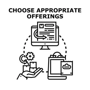 Choosing appropriate offerings process for online shopping Stock Illustration