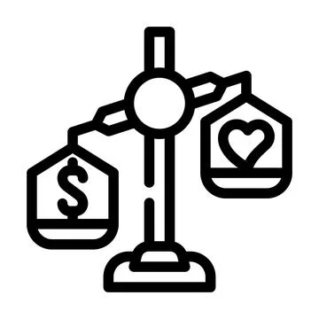 Choosing between conscience and money line icon vector illustration Stock Illustration