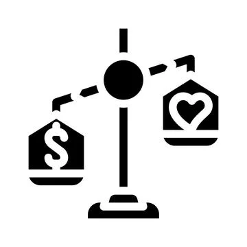 Choosing between conscience and money glyph icon vector illustration Stock Illustration