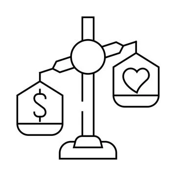 Choosing between conscience and money line icon vector illustration Stock Illustration