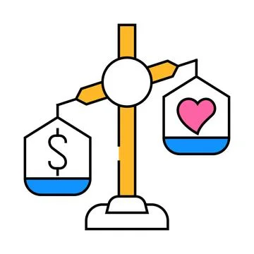 Choosing between conscience and money icon color illustration Stock Illustration