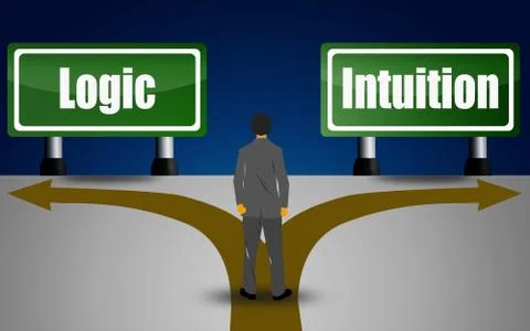 Choosing between logic or intuition Stock Illustration