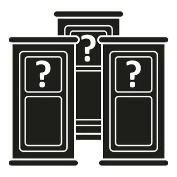 Choosing between multiple doors with question marks 스톡 일러스트