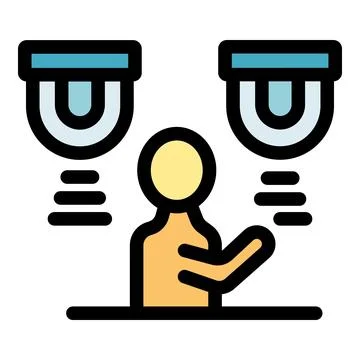 Choosing between two sensors, man making decision about security system Stock Illustration