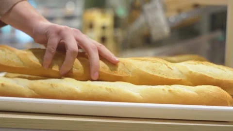 Choosing bread at the supermarket Stock Footage 221465815