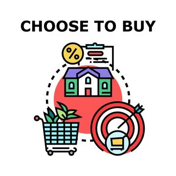Choosing to buy process and consumer purchasing decision Stock Illustration