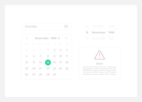 Choosing calendar date UI elements kit Stock Illustration