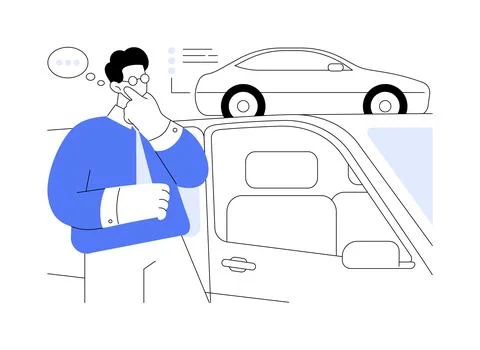 Choosing a car isolated cartoon vector illustrations. Ilustración de archivo