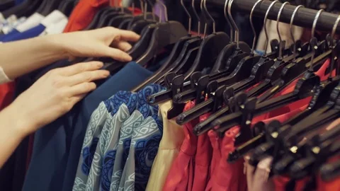 Choosing clothes closeup Stock Footage 72070546