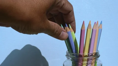 Choosing color pencil Stock Footage 249260159
