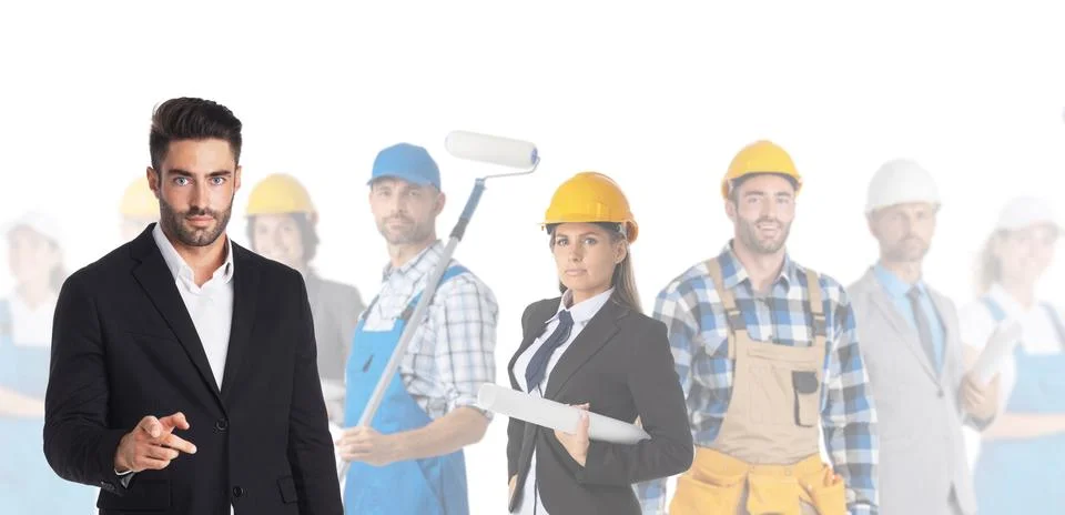 Choosing construction worker Stock Photos