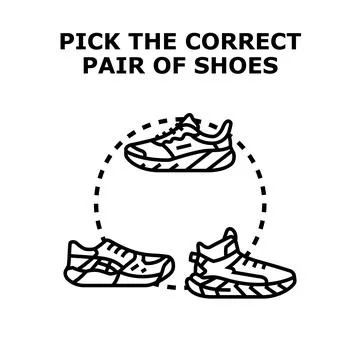 Choosing correct pair of shoes vector illustration Stock Illustration