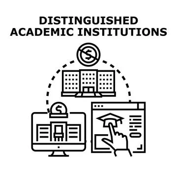 Choosing distinguished academic institution concept with online learning Illustrazione stock