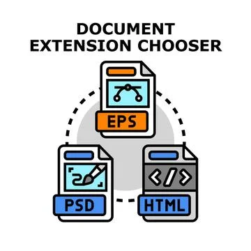 Choosing document extension format vector illustration Ilustración de archivo