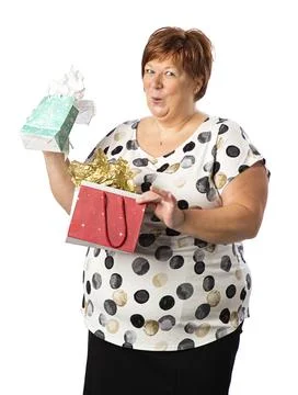 Choosing a gift bag Stockfoto's