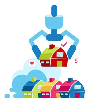 Choosing house for living flat vector illustration Stockillustratie