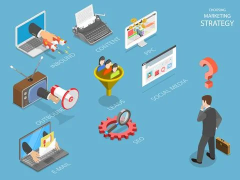 Choosing marking strategy flat isometric vector. Choosing marking strategy... Stock Photos