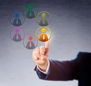 Choosing One Of Six Differently Colored Workers Stock Photos