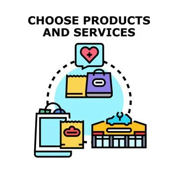 Choosing products and services e commerce concept illustration Stock Illustration