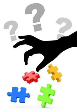 Choosing a puzzle piece Stock Illustration