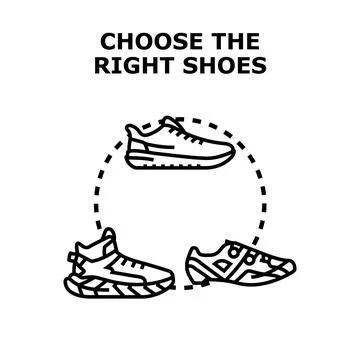 Choosing right athletic shoes for various activities Stock Illustration