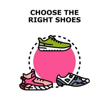 Choosing right athletic shoes for various activities Stock Illustration