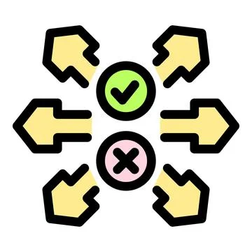 Choosing right or wrong path, making decision, ethical dilemma icon Stock Illustration