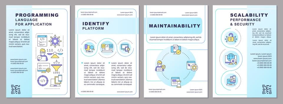 Choosing right programming language blue gradient brochure template Stock Illustration